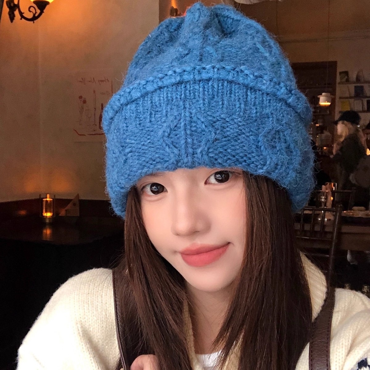 Cream Cable Knit Beanie Women  - đánh giá và giá Beanie Cuffed Knit