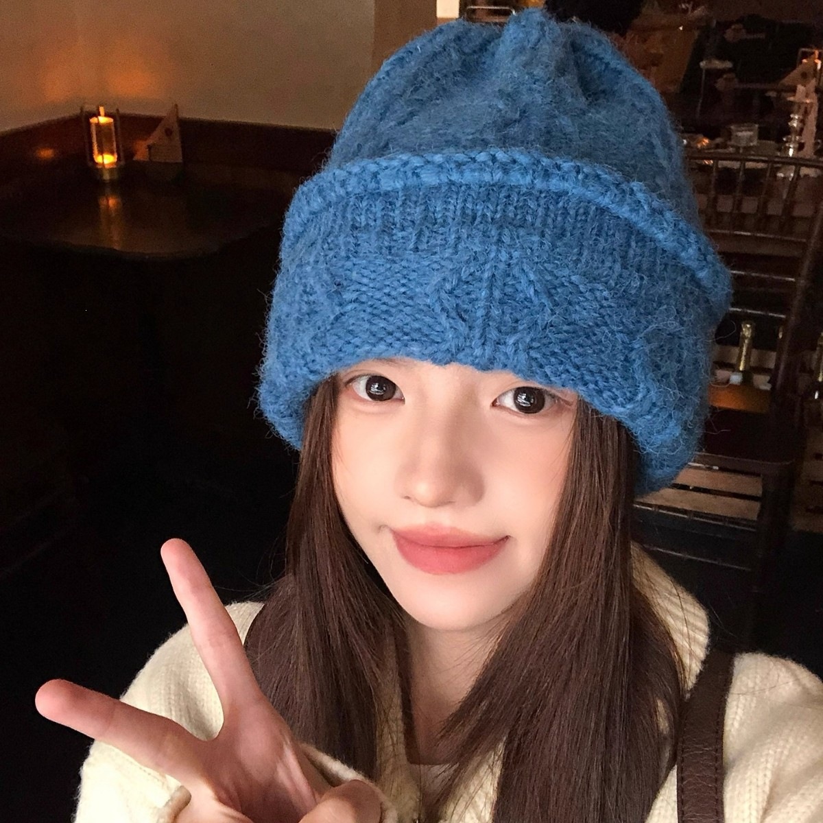 Cream Cable Knit Beanie Women  - đánh giá và giá Beanie Cuffed Knit