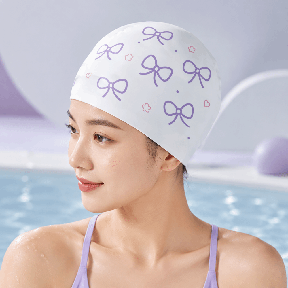 Creative Bow Print Swimming Ha - đánh giá và giá Swim Hat Silicone