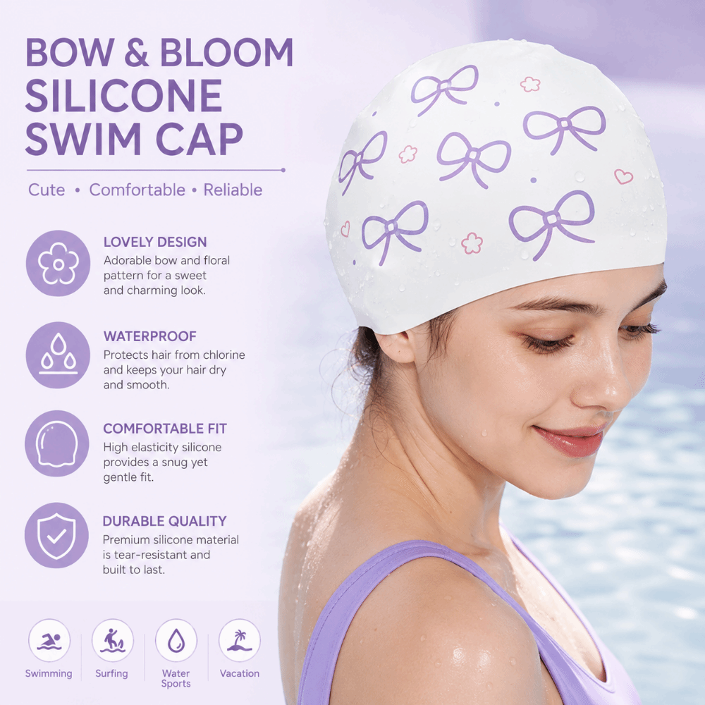 Creative Bow Print Swimming Ha - đánh giá và giá Swim Hat Silicone